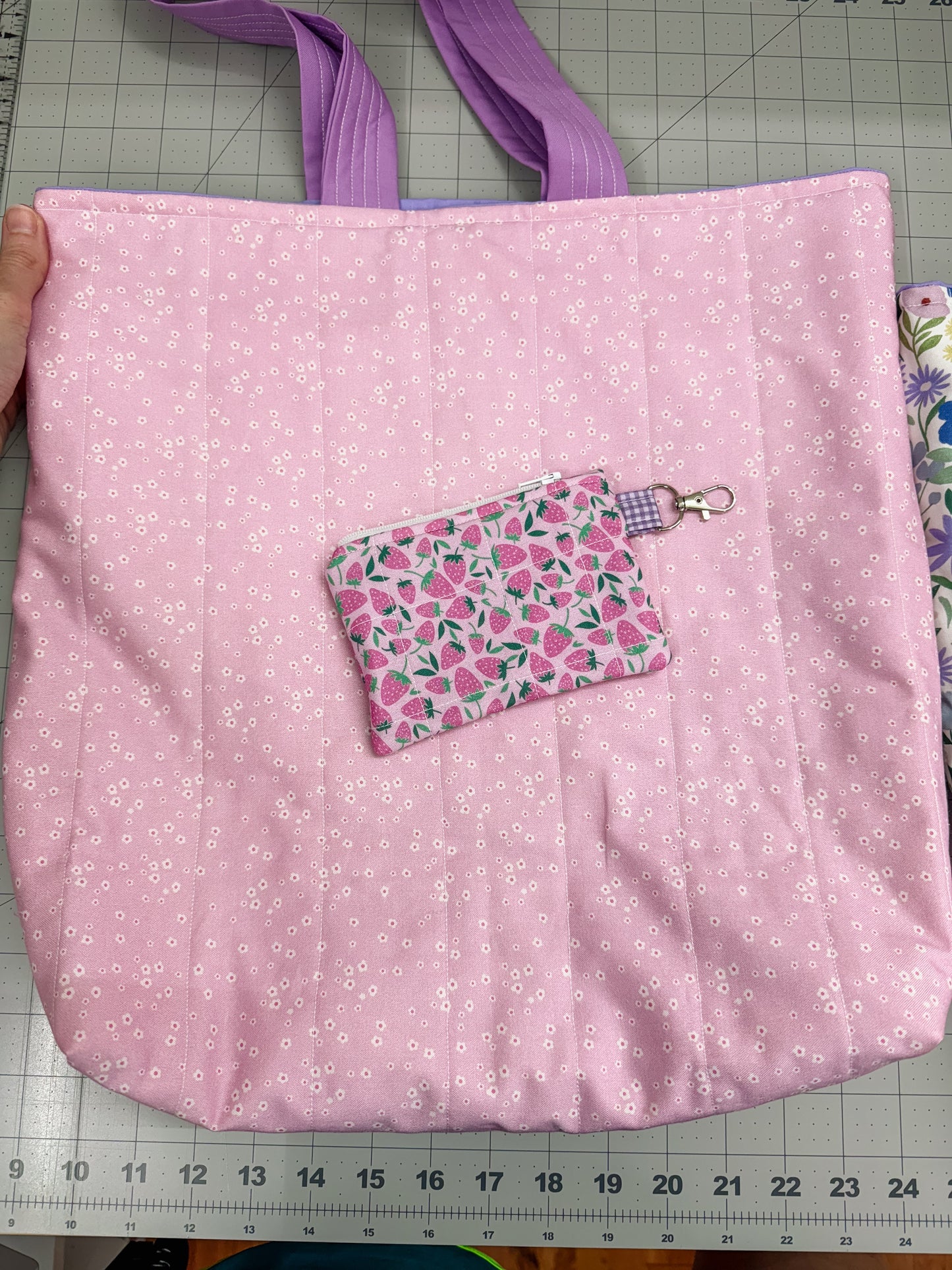 Charlotte Quilted Tote Pink & Purple Ditsy Floral