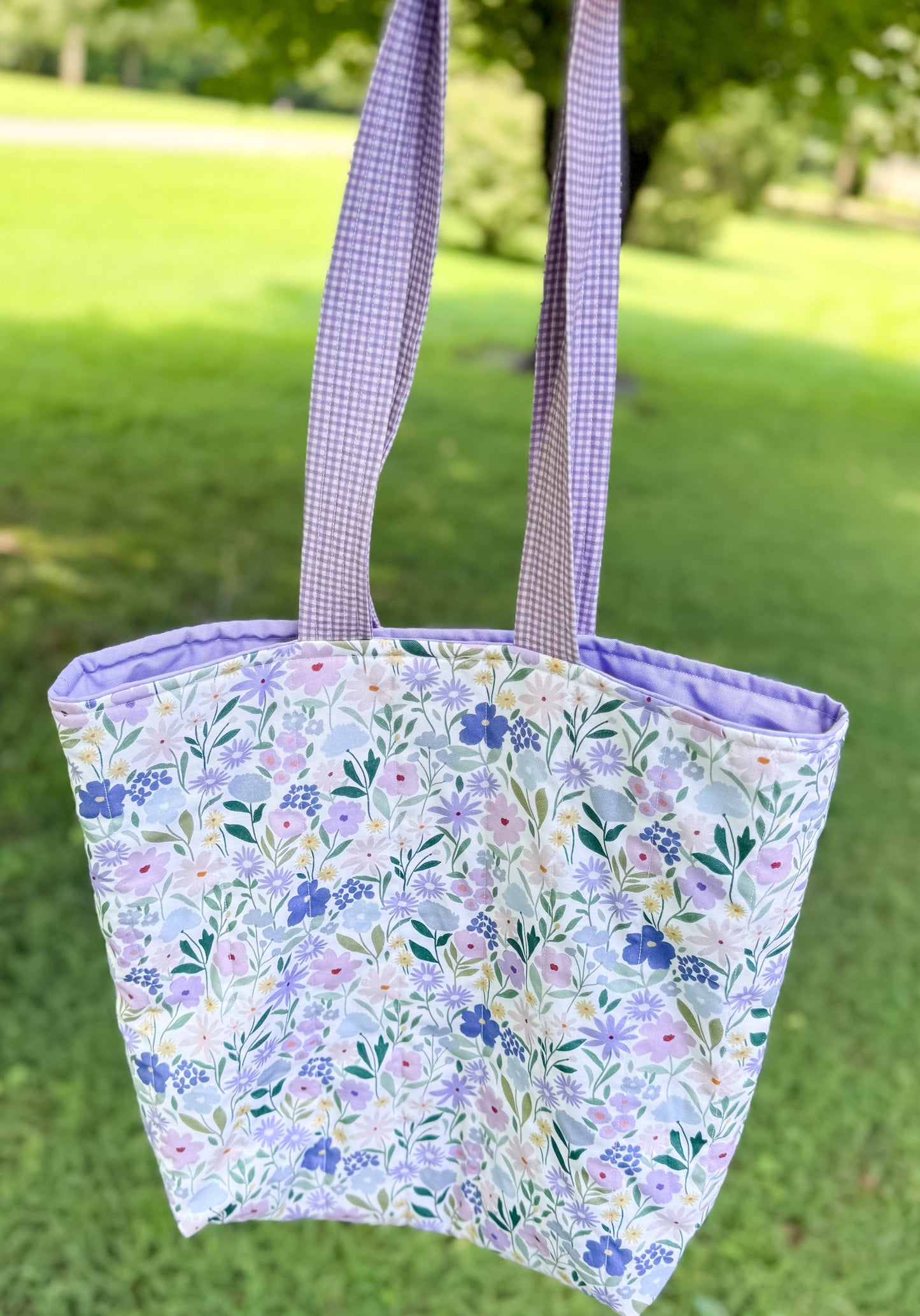 Charlotte Quilted Tote Purple Wildflower