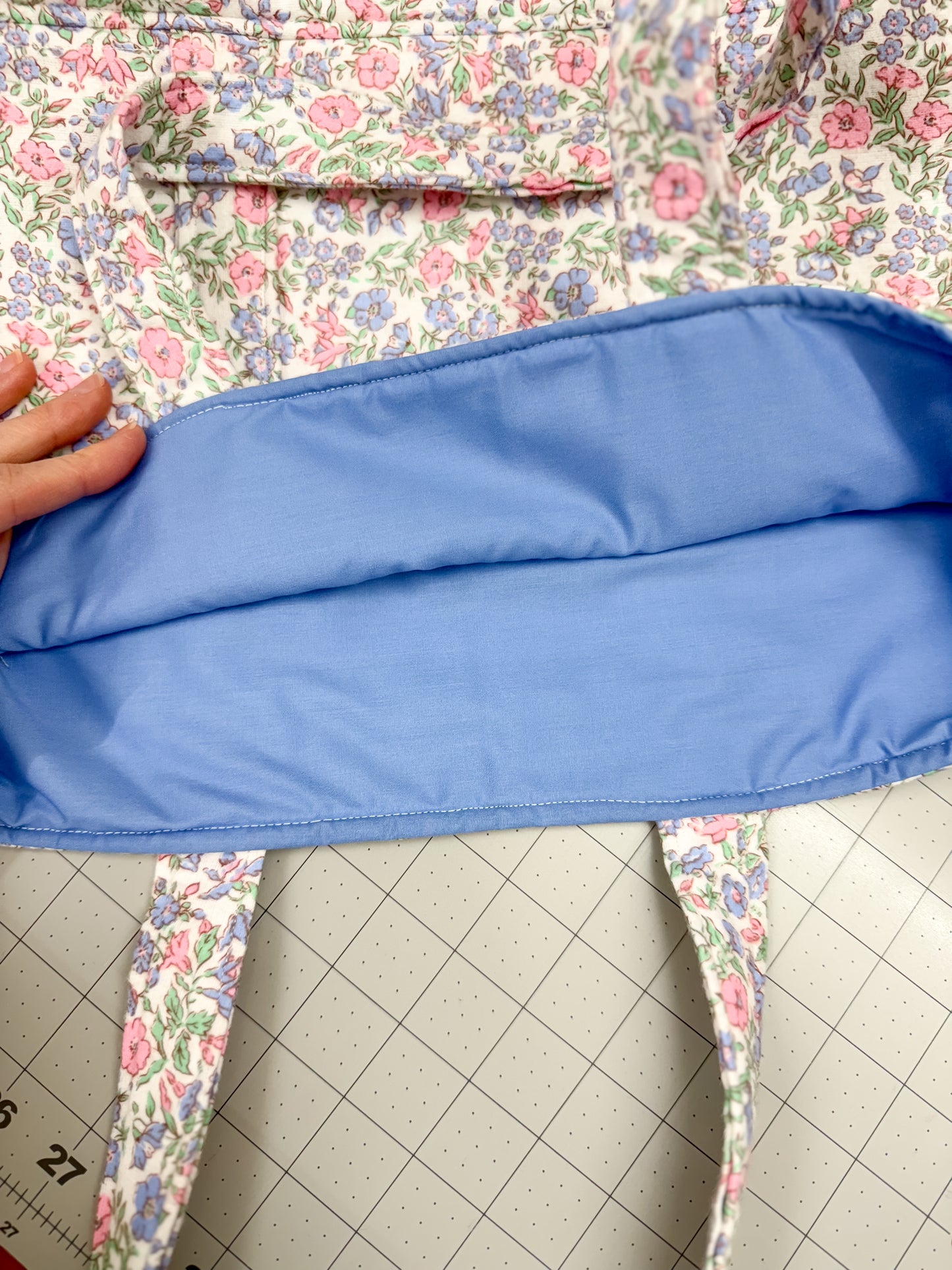 Memaw Everyday Vintage Fabric Tote Bag Pink & Blue Floral