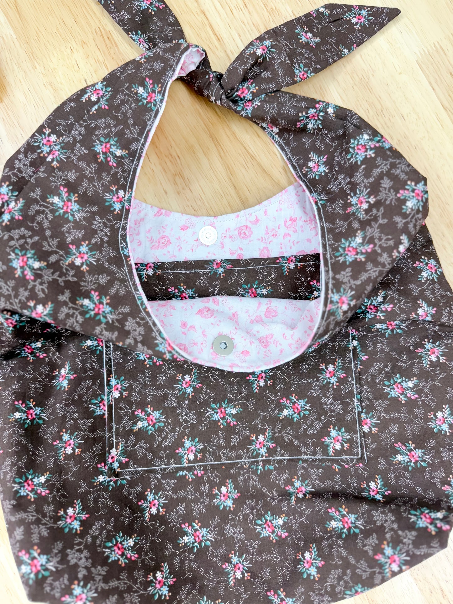 Gigi Slouchy Bag Small Brown Pink Floral