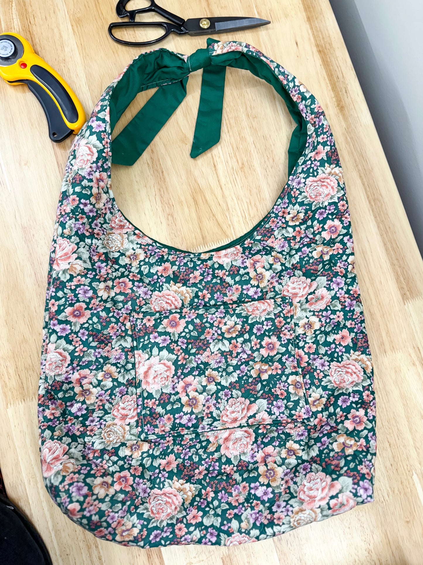 Gigi Quilted Slouchy Bag Hunter Green Rose