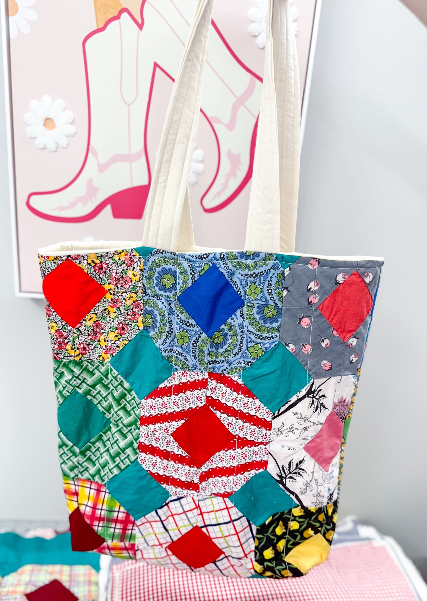 Charlotte Quilted Tote Vintage Octagon 2