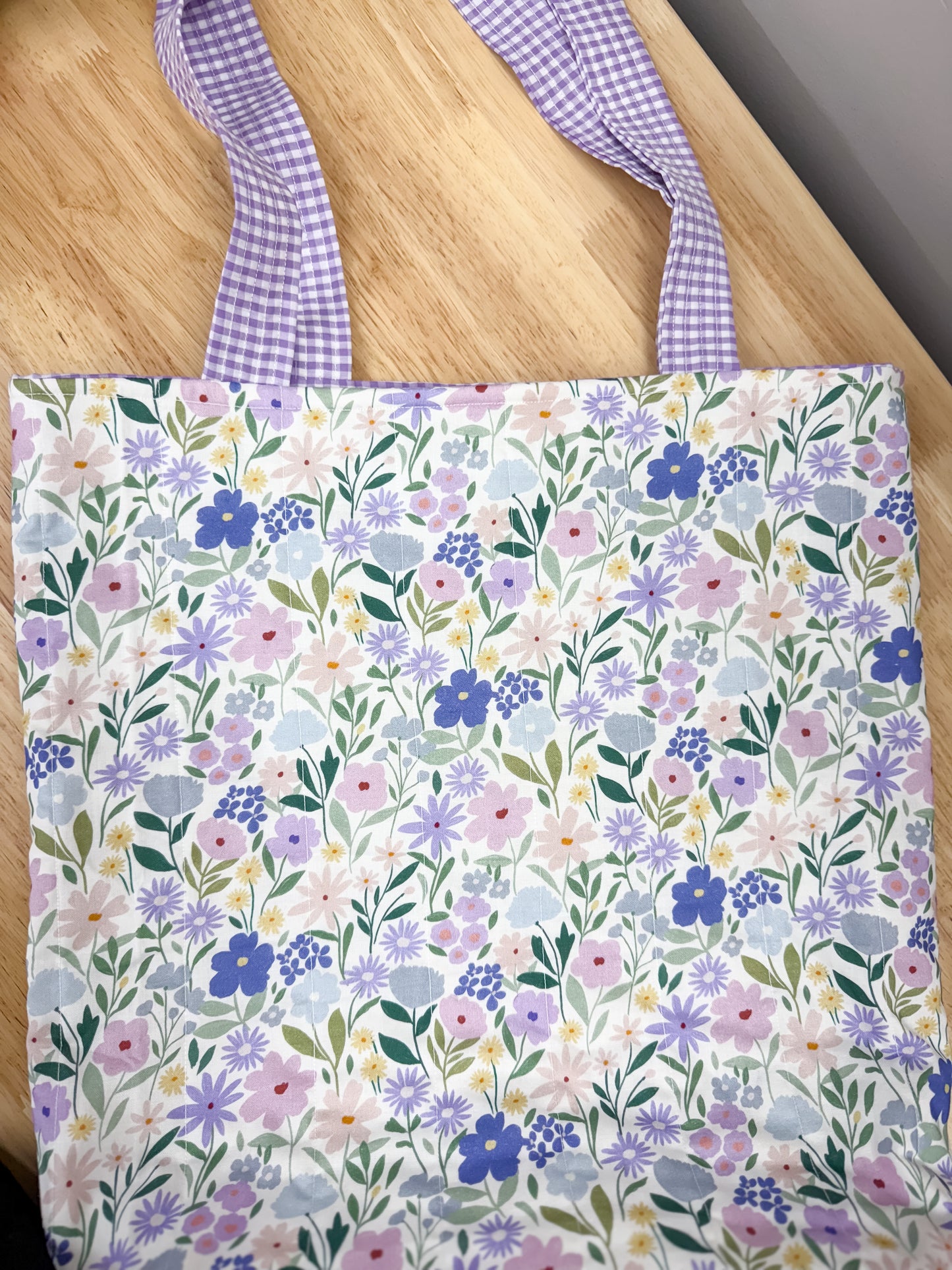 Charlotte Quilted Tote Purple Wildflower