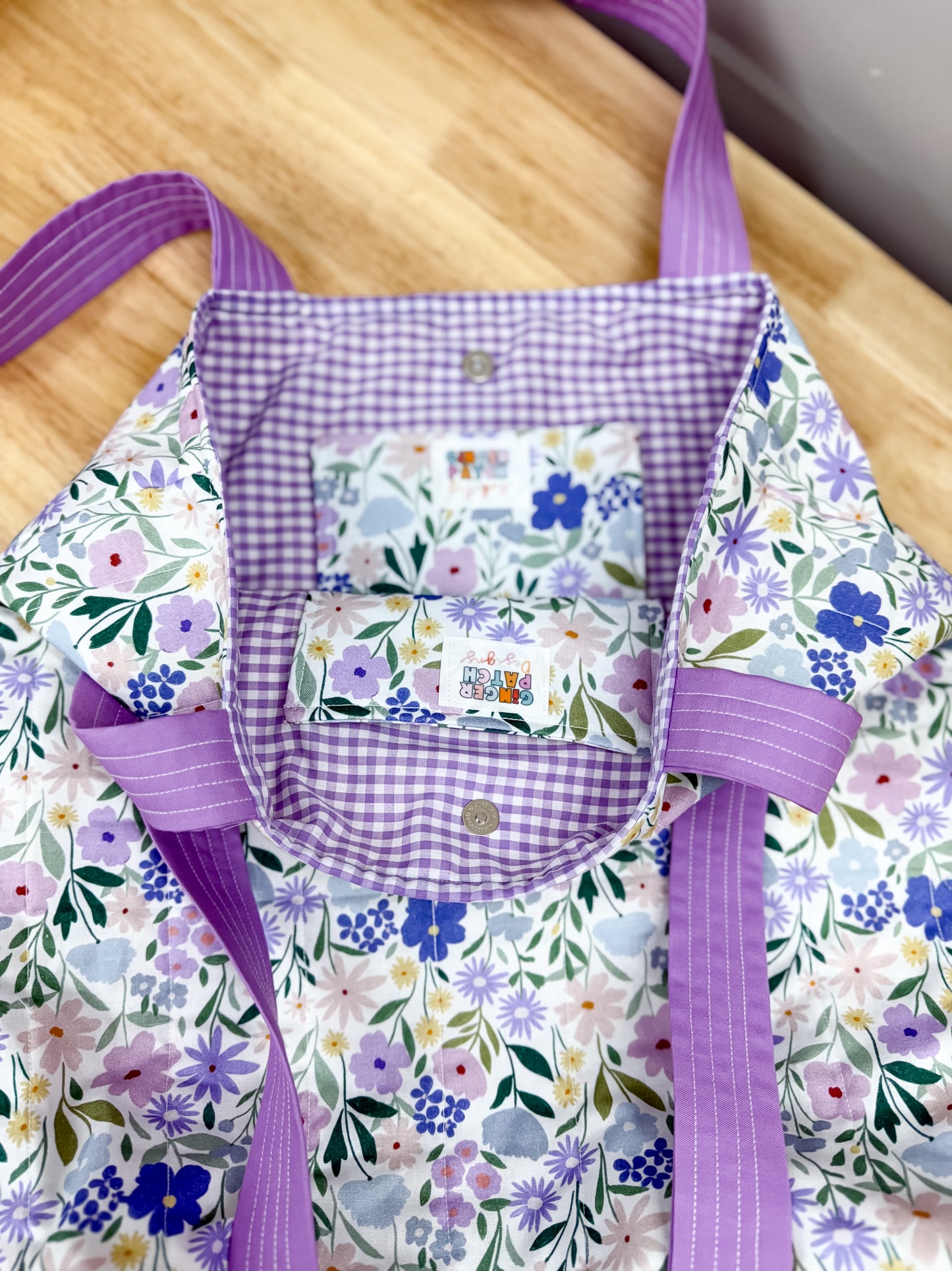 Charlotte Quilted Tote Purple Wildflower