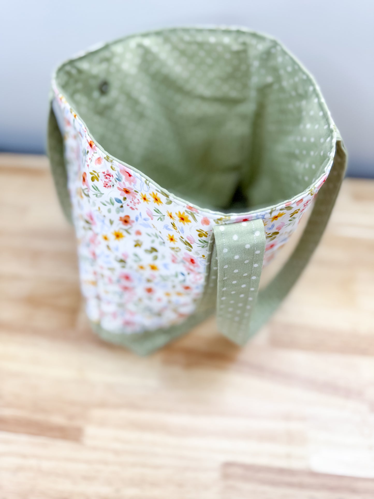 Sage Bow Floral Memaw Pocket Tote Bag 1 (Medium)