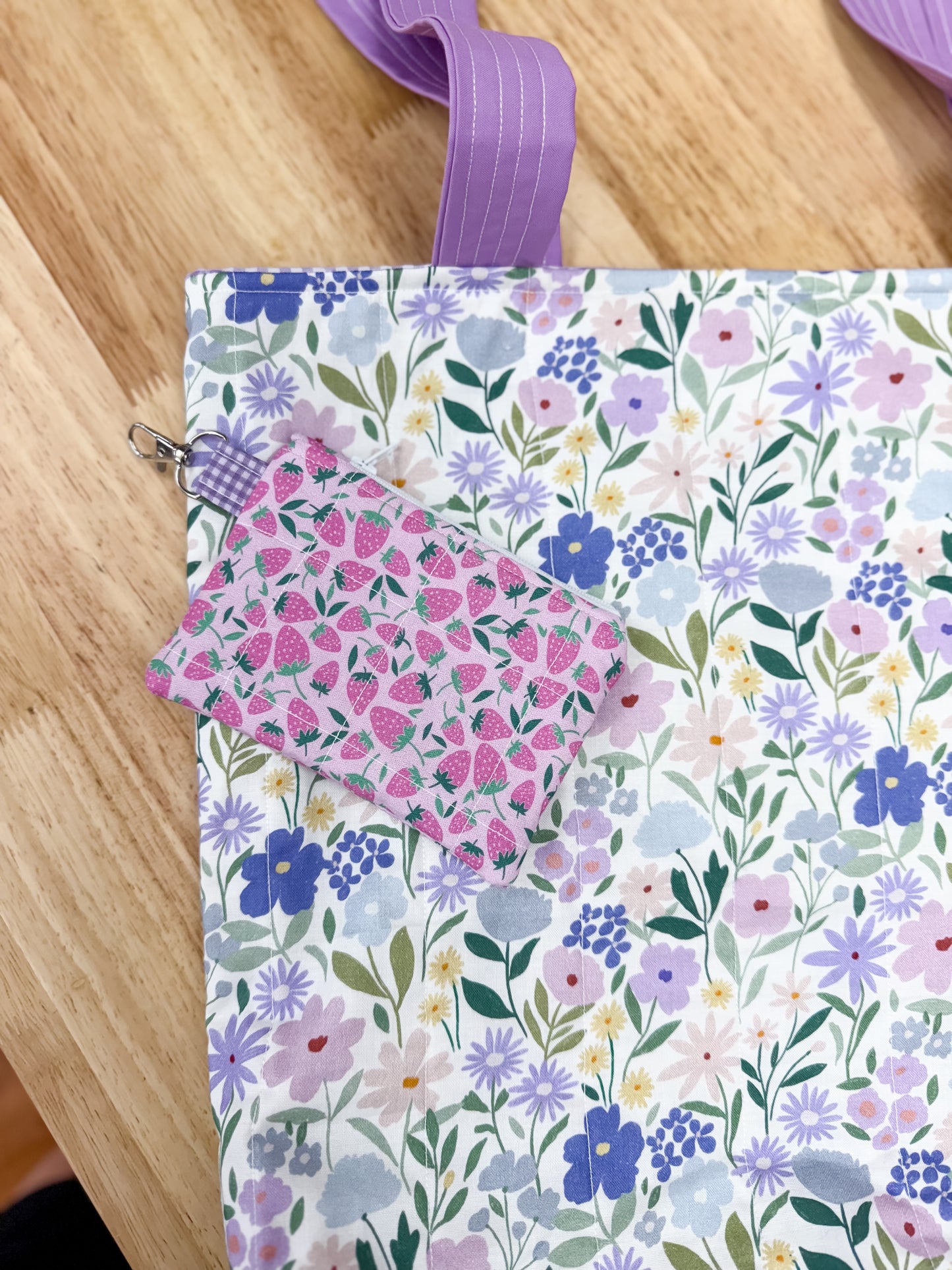 Charlotte Quilted Tote Purple Wildflower