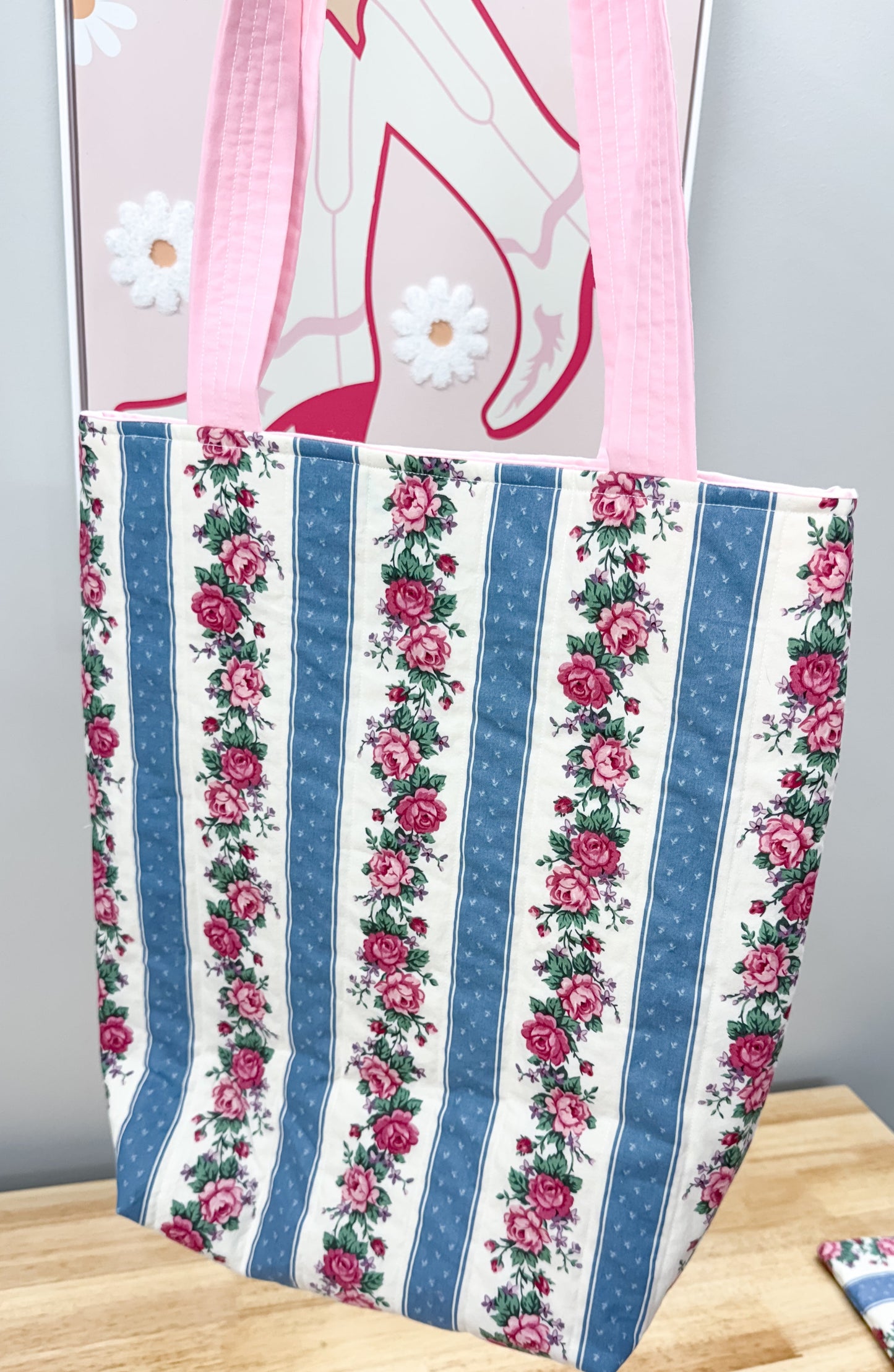 Victorian Rose Vintage Charlotte Quilted Tote Bag