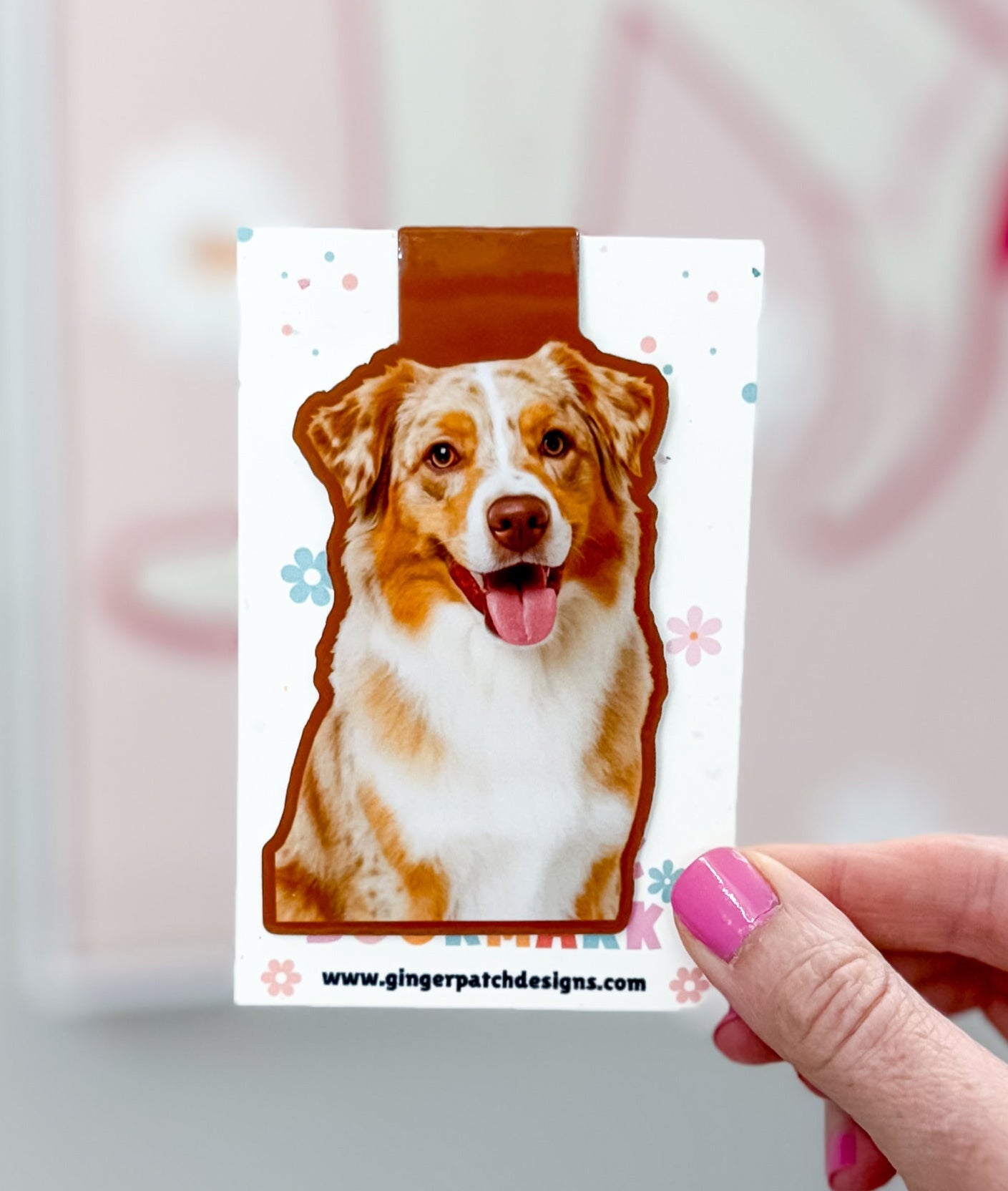 Red Merle Aussie Magnetic Bookmark