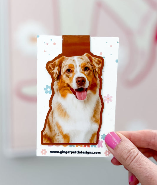 Red Merle Aussie Magnetic Bookmark