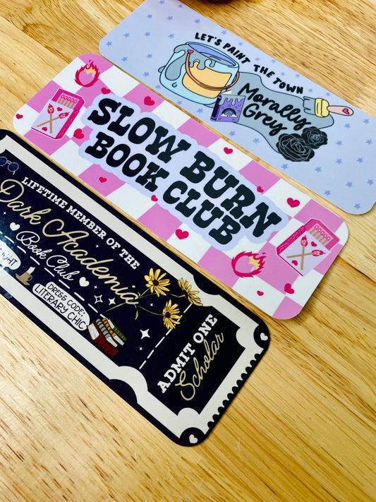 Slow Burn Bookmark Set, Morally Gray Bookmark, Dark Academia Bookmark, Slow Burn Book Club Bookmark, Bookmarks for Adults, Romantasy