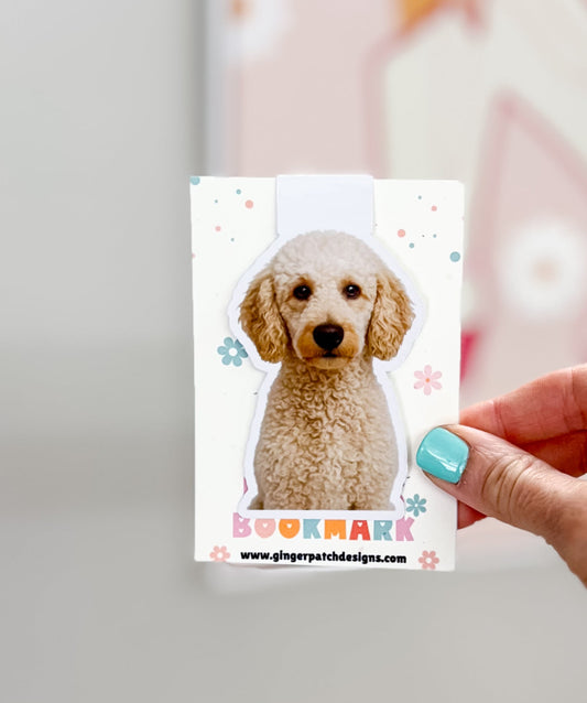 White Poodle Magnetic Bookmark
