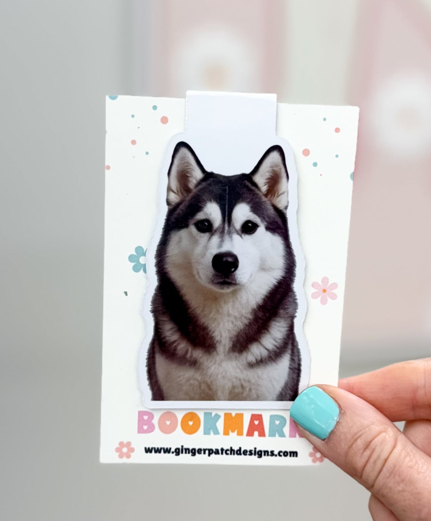 Black & White Husky Magnetic Bookmark
