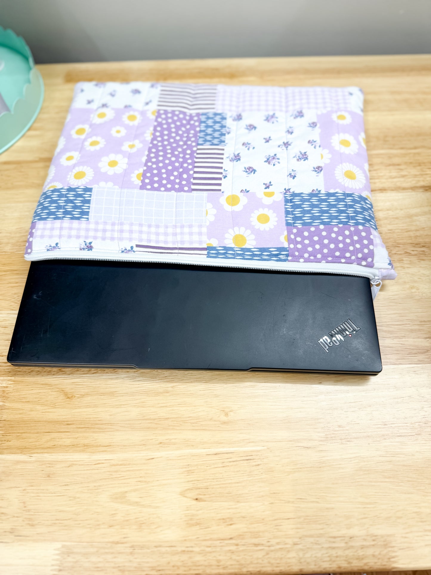 Purple Cottage Patchwork Quilted Laptop Bag