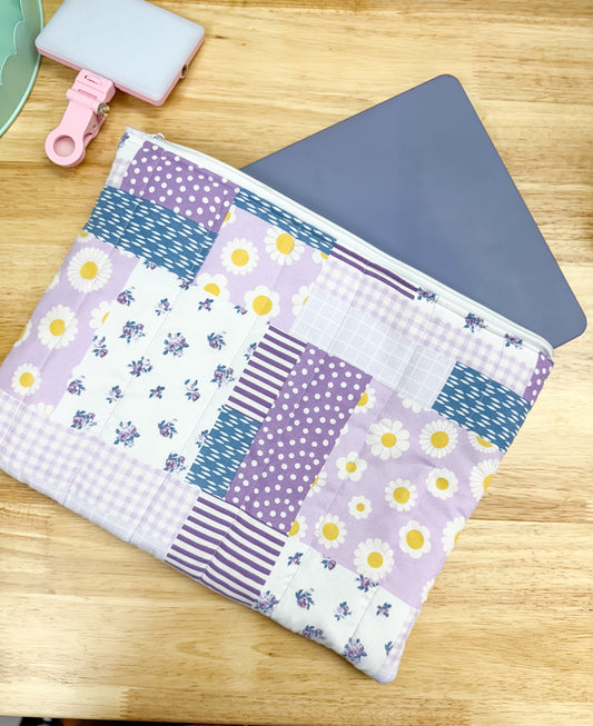 Purple Cottage Patchwork Quilted Laptop Bag