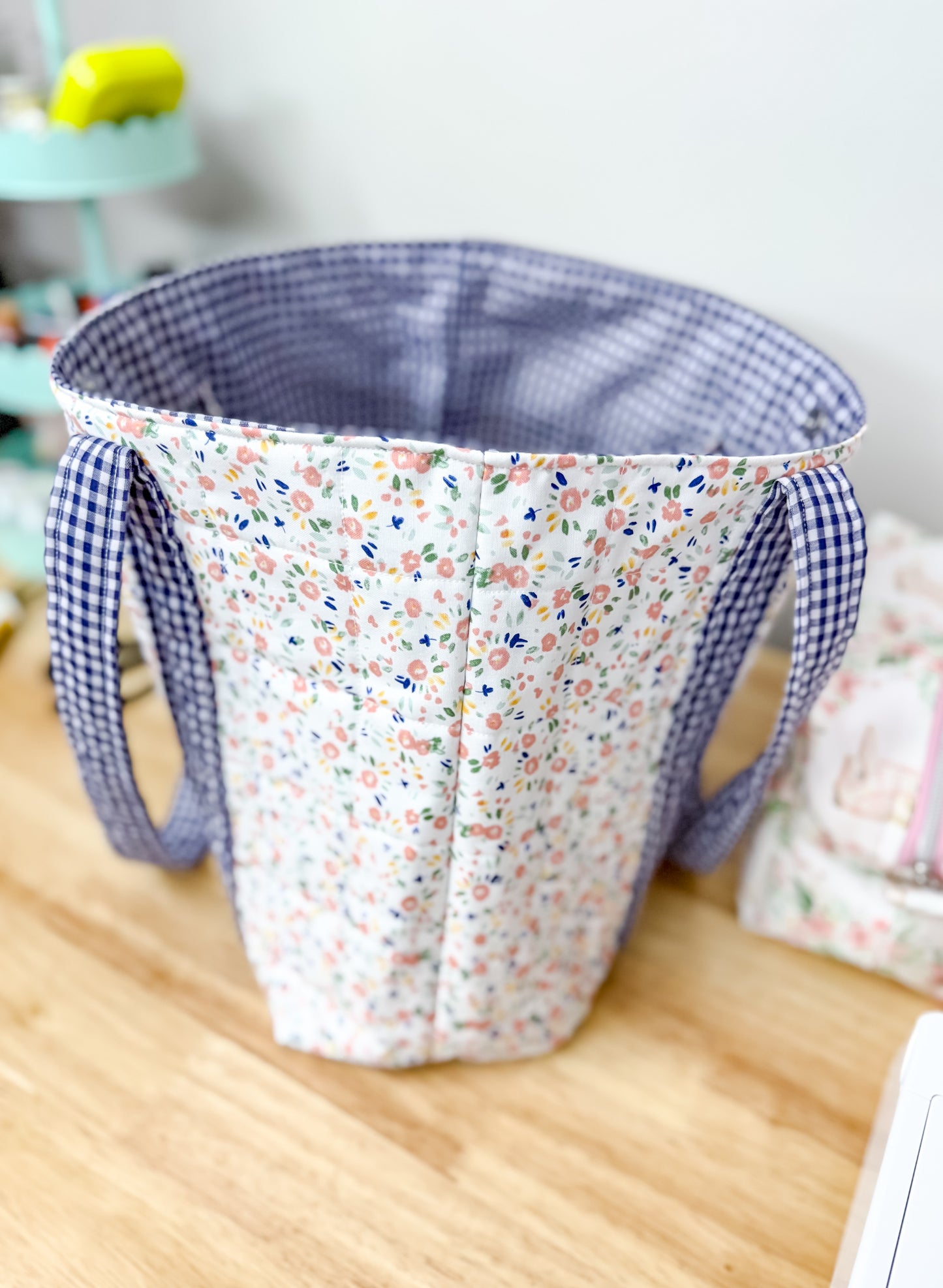 Navy Ditsy Floral Hazel Quilted Tote Bag