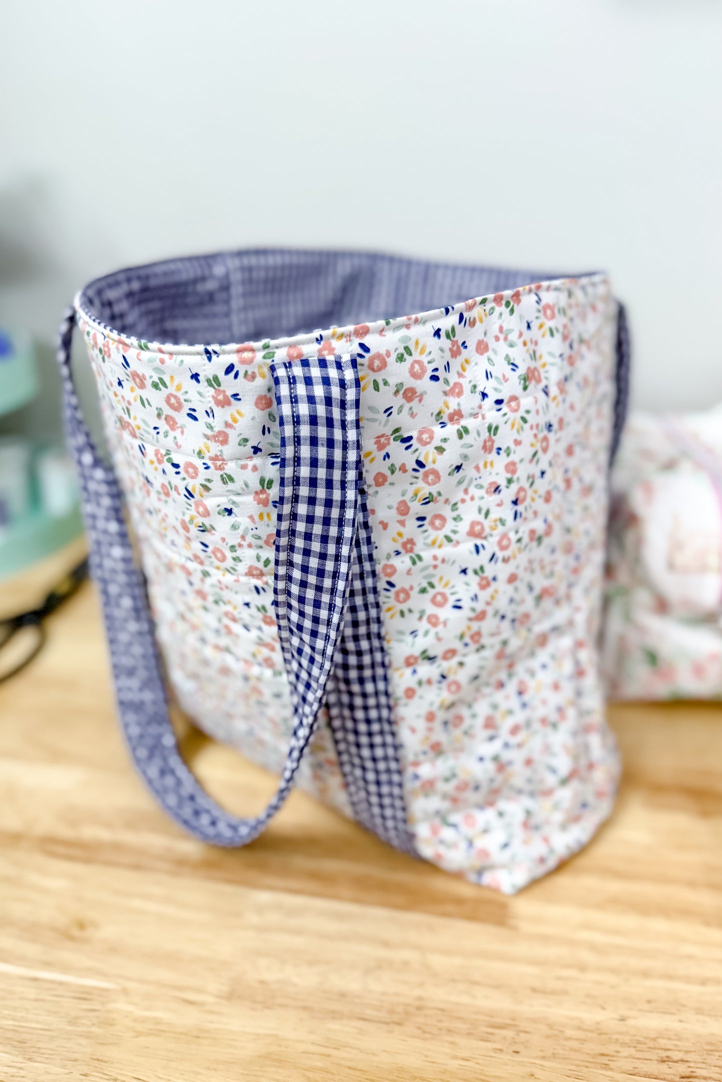 Navy Ditsy Floral Hazel Quilted Tote Bag
