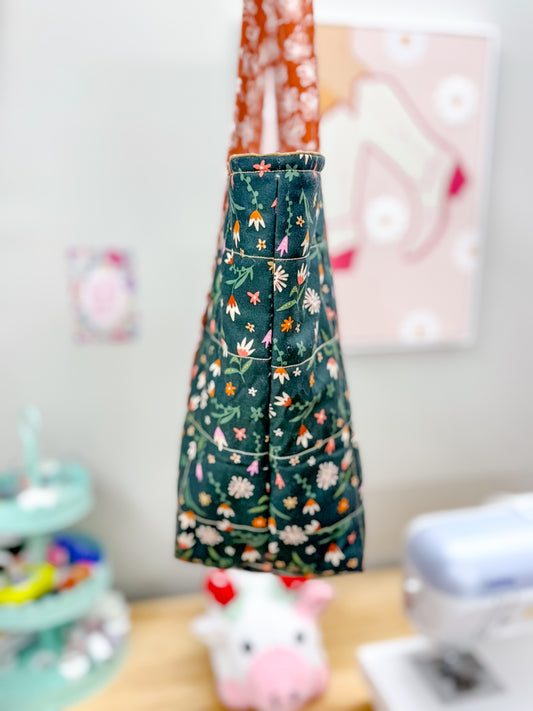 Hazel Quilted Tote Bag Fall Green Wildflower