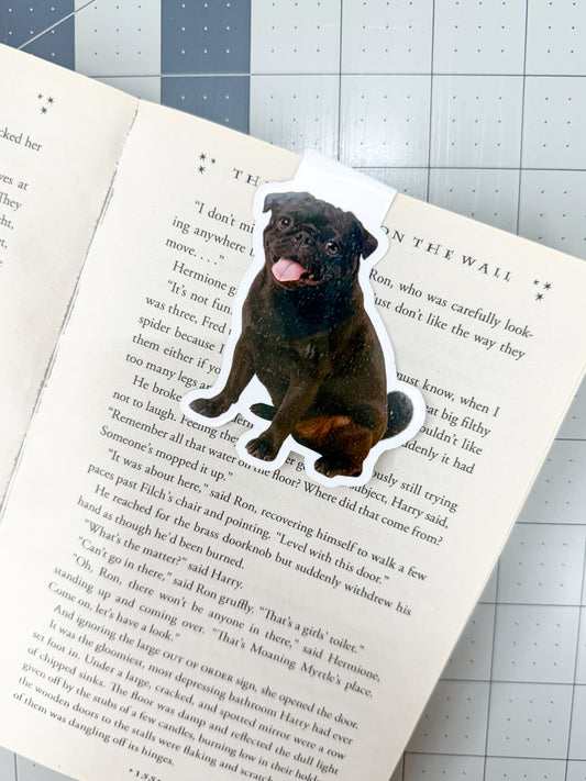 Black Pug Dog Magnetic Bookmark