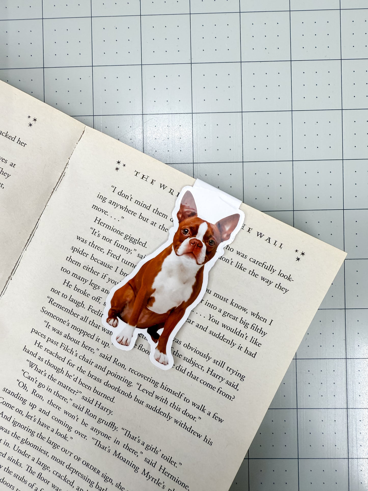 Red Boston Terrier Magnetic Bookmark