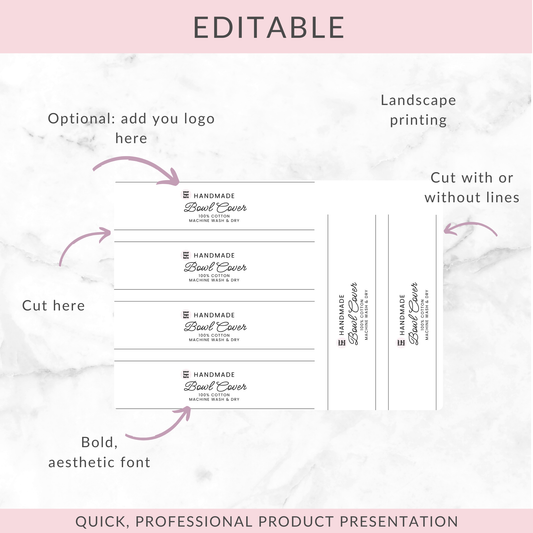 EDITABLE Bowl Cover Wrap Labels | Custom Packaging