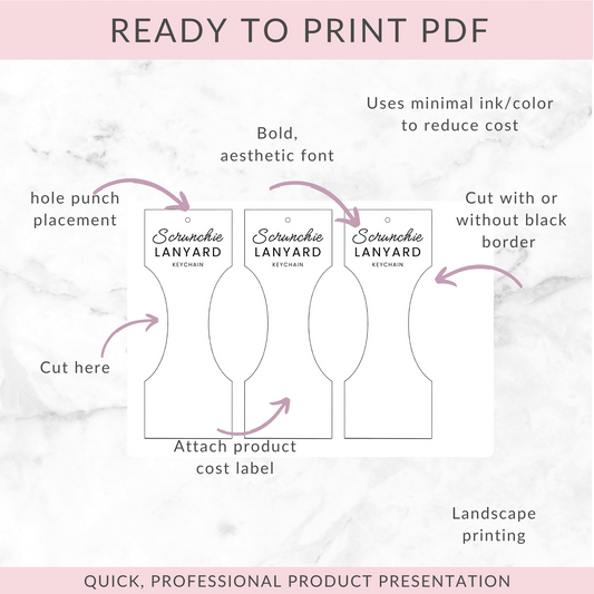 3-in 1 PRINTABLE BUNDLE | Scrunchie Wristlet & Lanyard Wrap Labels | Downloadable PDF