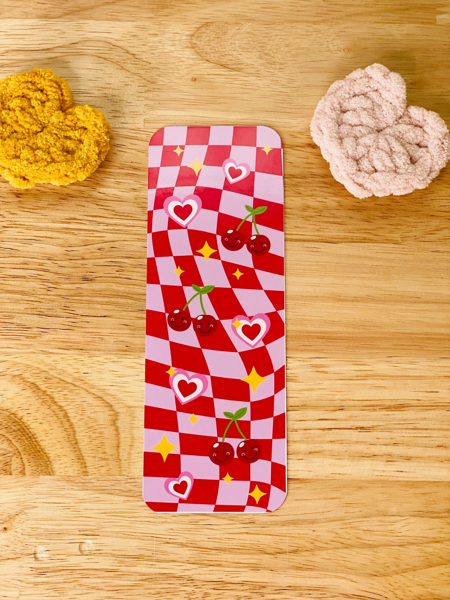 Red Cherries Bookmark, Red Checkered Bookmark, Retro Cherries Bookmarks, Disco Vibes, Bookmarks for Girls, Girlie Girls