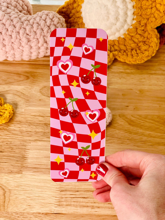 Red Cherries Bookmark, Red Checkered Bookmark, Retro Cherries Bookmarks, Disco Vibes, Bookmarks for Girls, Girlie Girls