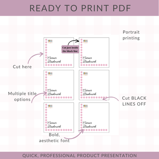 2-in-1 PDF DOWNLOAD Corner Bookmark Label Cards | PRINTABLE LABELS