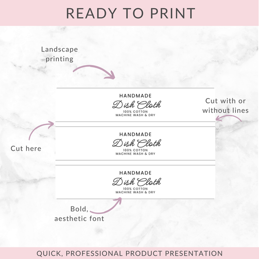PRINTABLE Dish Cloth Wrap Labels | Downloadable PDF