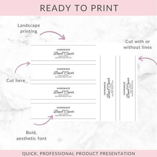 PRINTABLE Bowl Cover Wrap Labels | Downloadable PDF