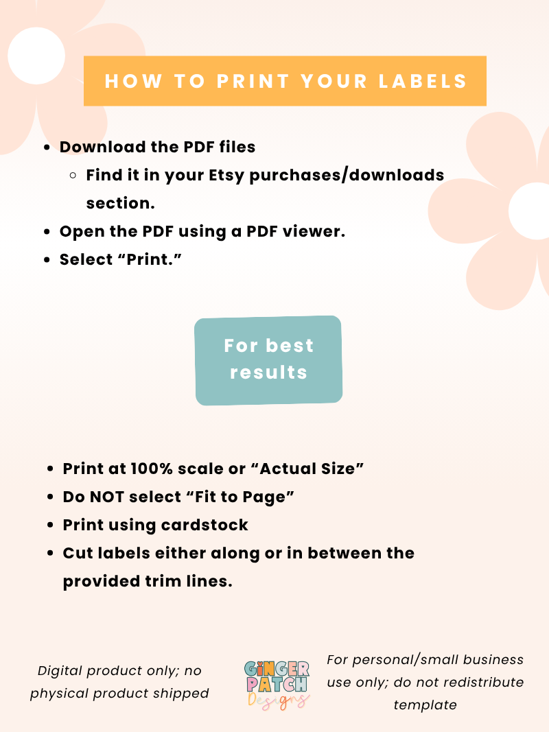 PRINTABLE Jar Cover Wrap Labels | Downloadable PDF