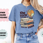 The World Belongs To Those Who Read T-Shirt, Grunge Book Stack & Globe Tee, Comfort Colors