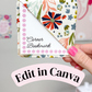 EDITABLE 2-in-1 Bowl Corner Bookmark Card Labels | Custom Packaging