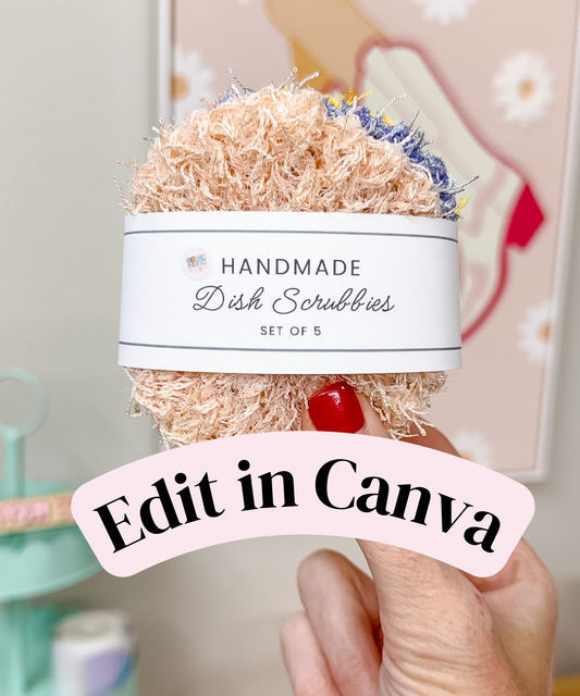 EDITABLE Dish Scrubbie Wrap Labels | Custom Packaging