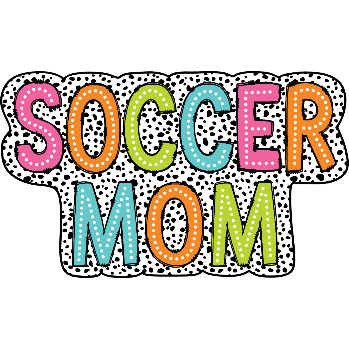 Soccer Mom T-Shirt, Bright Color Soccer Tee, Dalmatian Dots