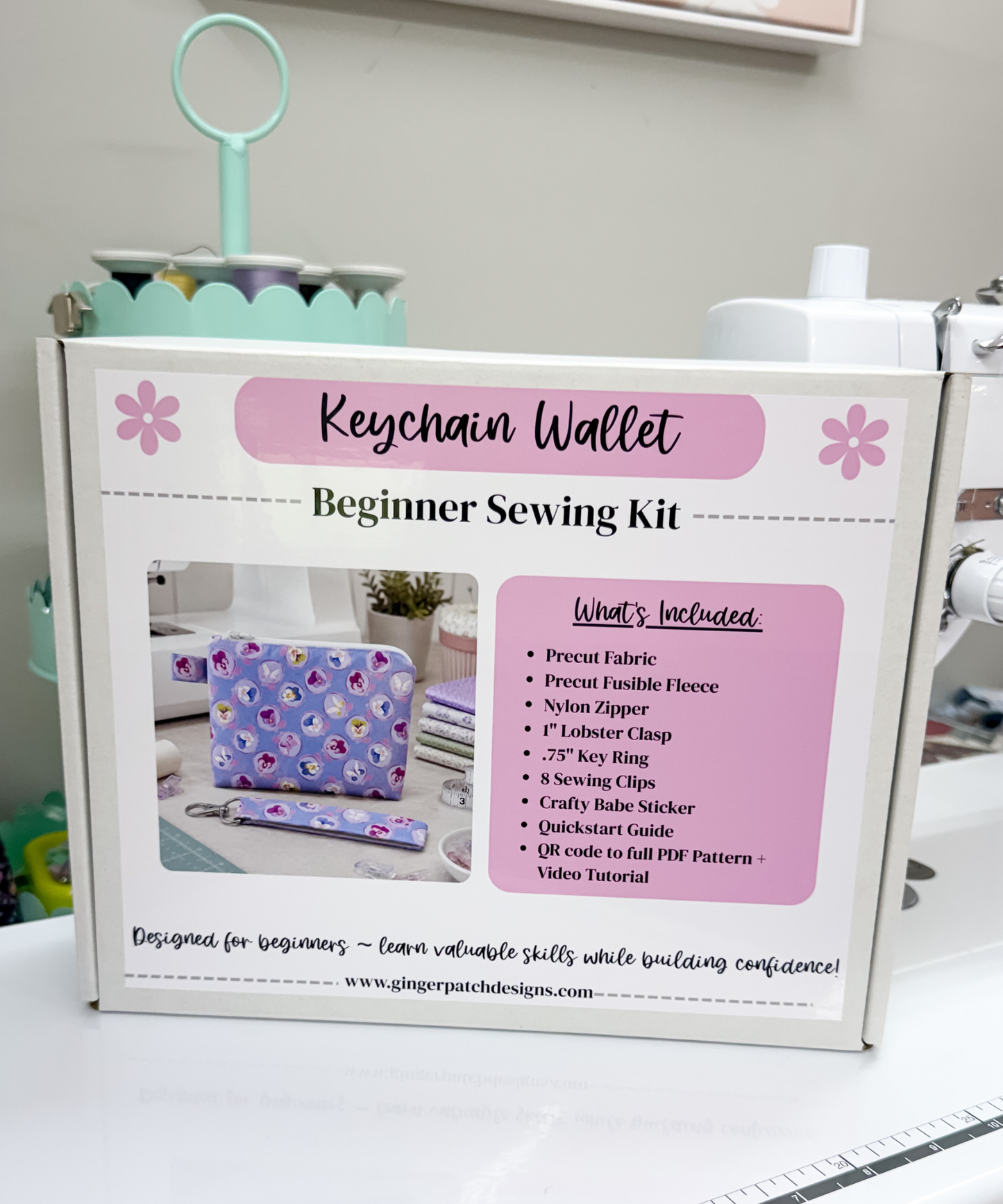 Ella Keychain Wallet Sewing Kit ~ Purple Butterfly ~PDF Pattern Digital Download & Video Tutorial