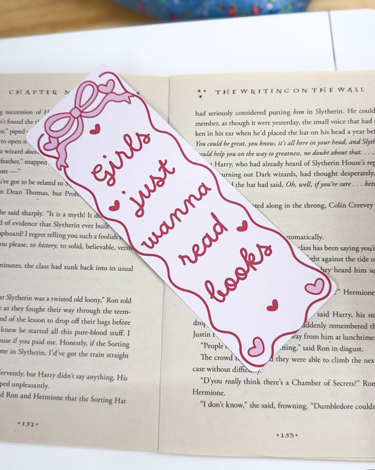 Girls Just Wanna Read Books Bow Matte Bookmark