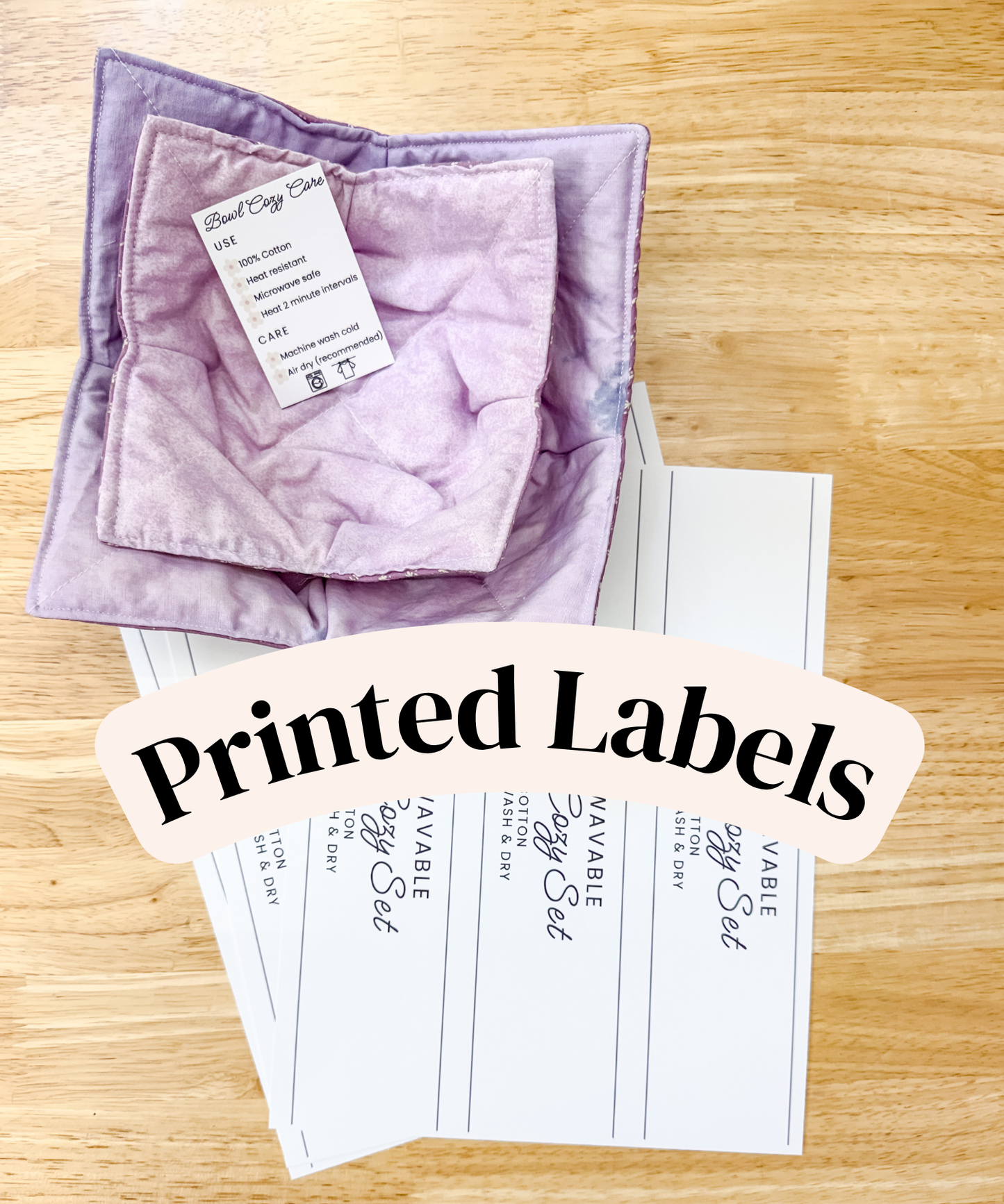 PRINTED LABELS Bowl Cozy Labels & Tags