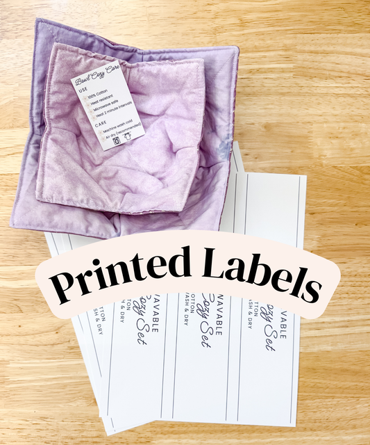 PRINTED LABELS Bowl Cozy Labels & Tags