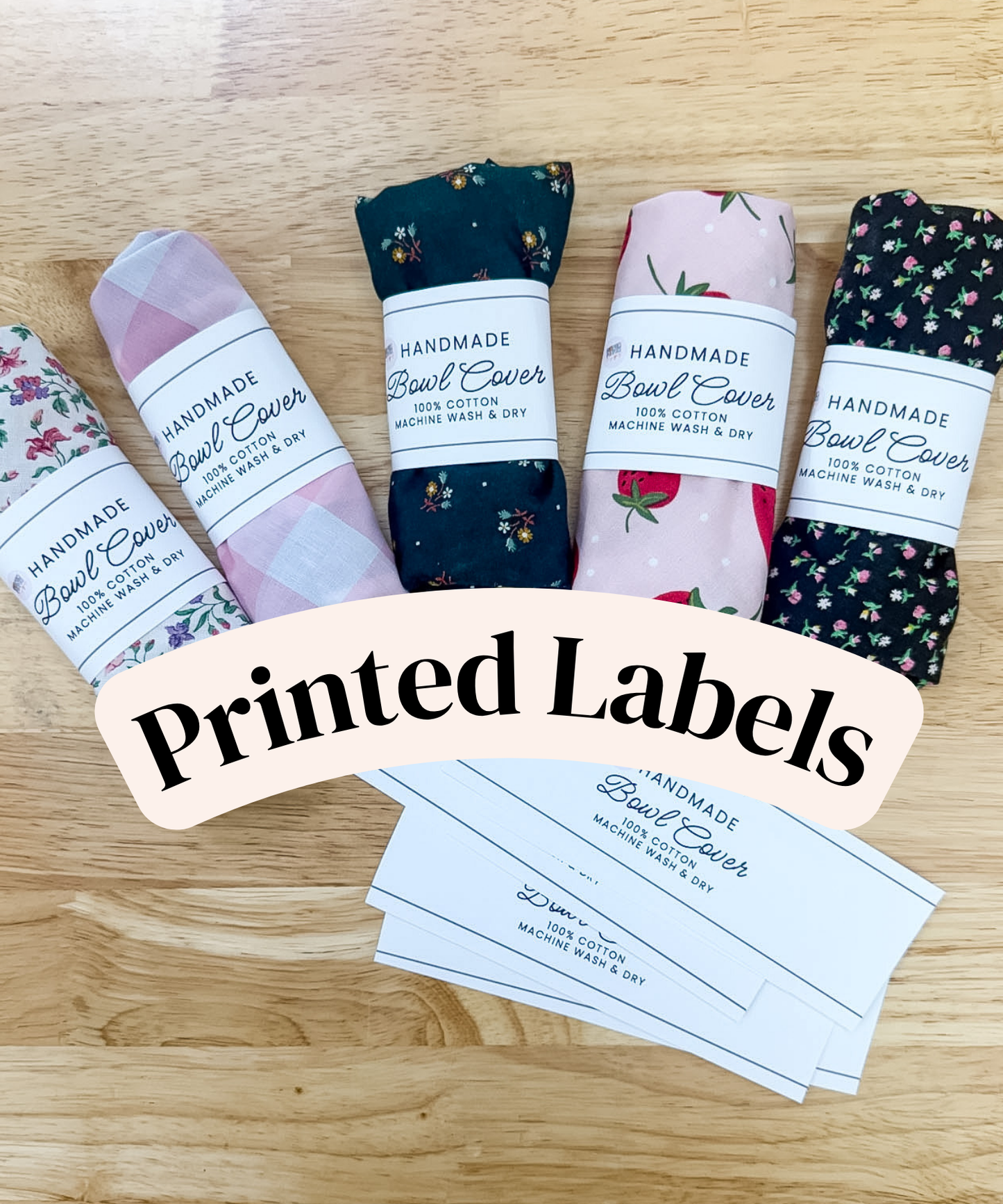 PRINTED LABELS Bowl Cover Wrap Labels