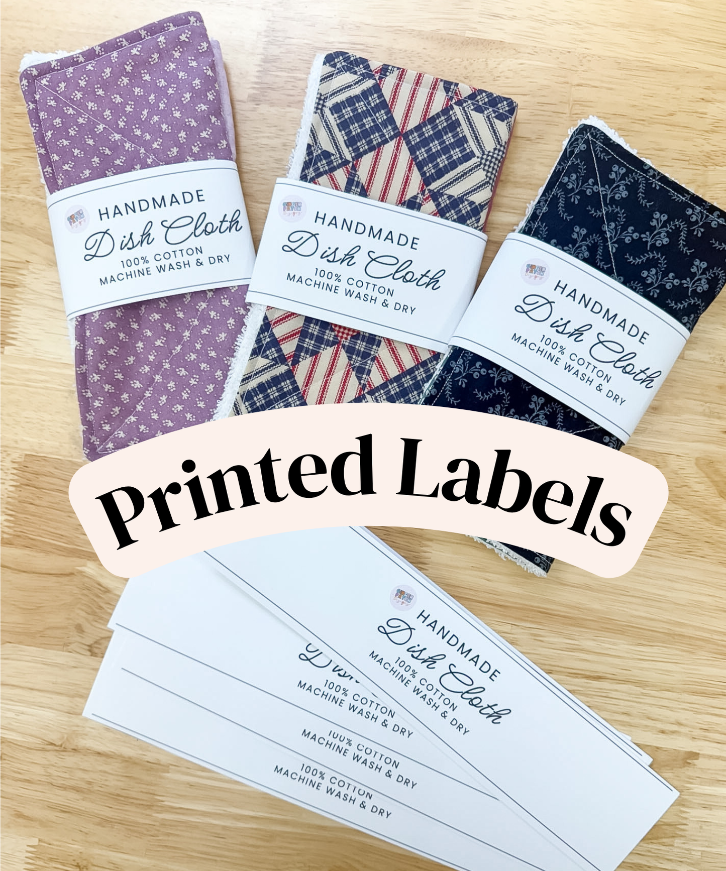PRINTED LABELS Dish Cloth Wrap Labels