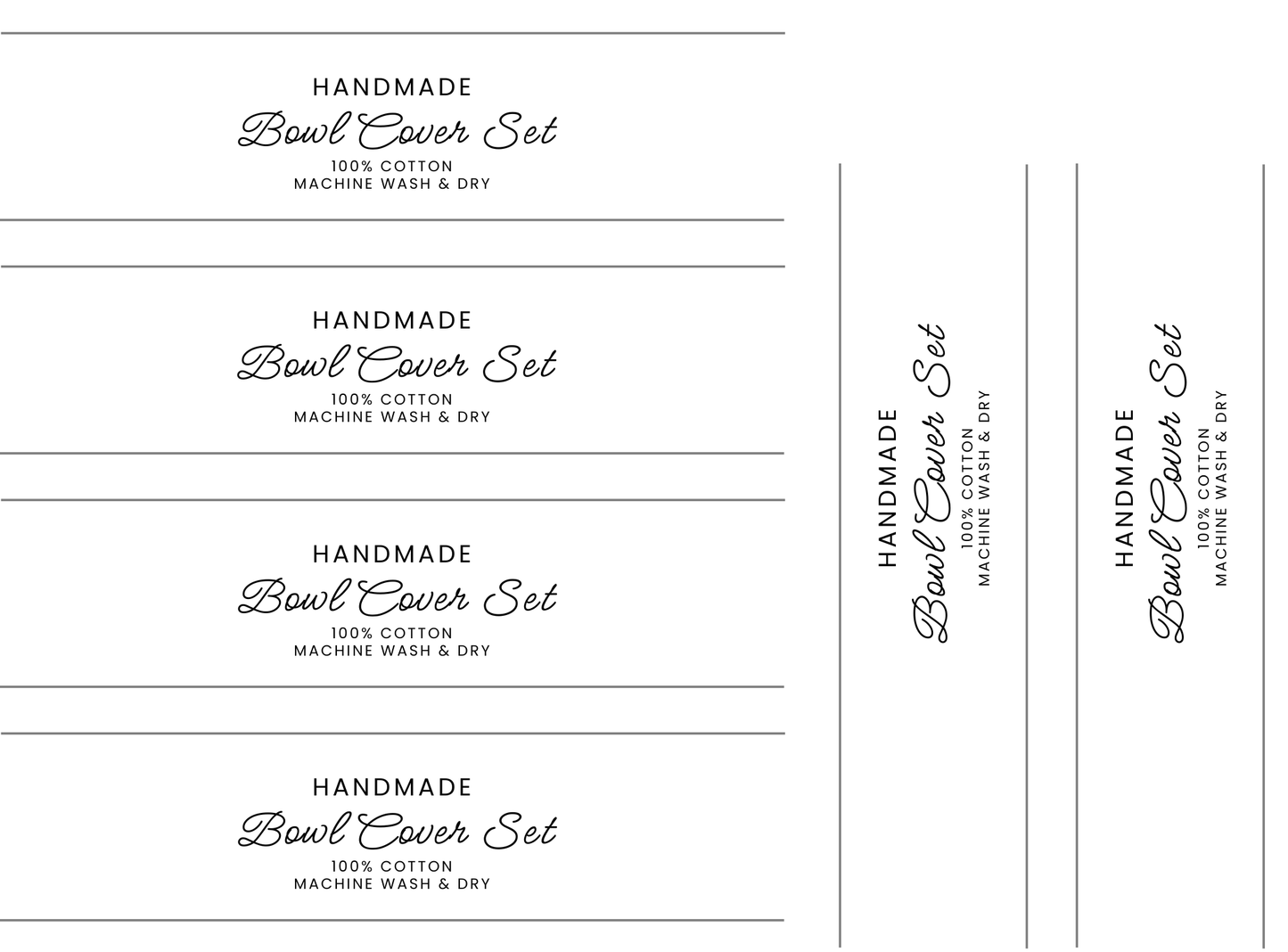 PRINTABLE Bowl Cover Wrap Labels | Downloadable PDF