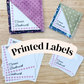 PRINTED LABELS Corner Bookmark Card Labels