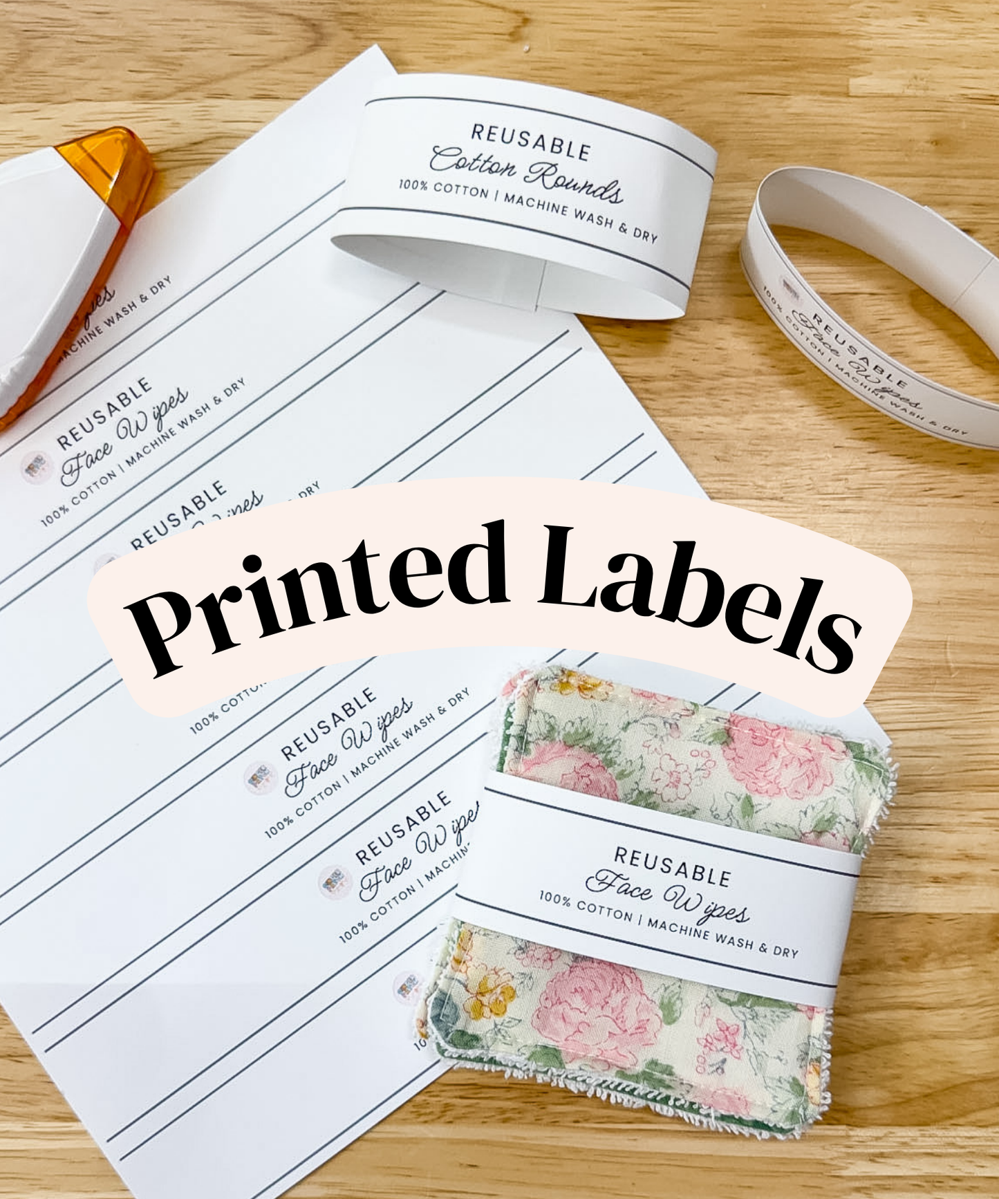 PRINTED LABELS Face Wipes Wrap Labels
