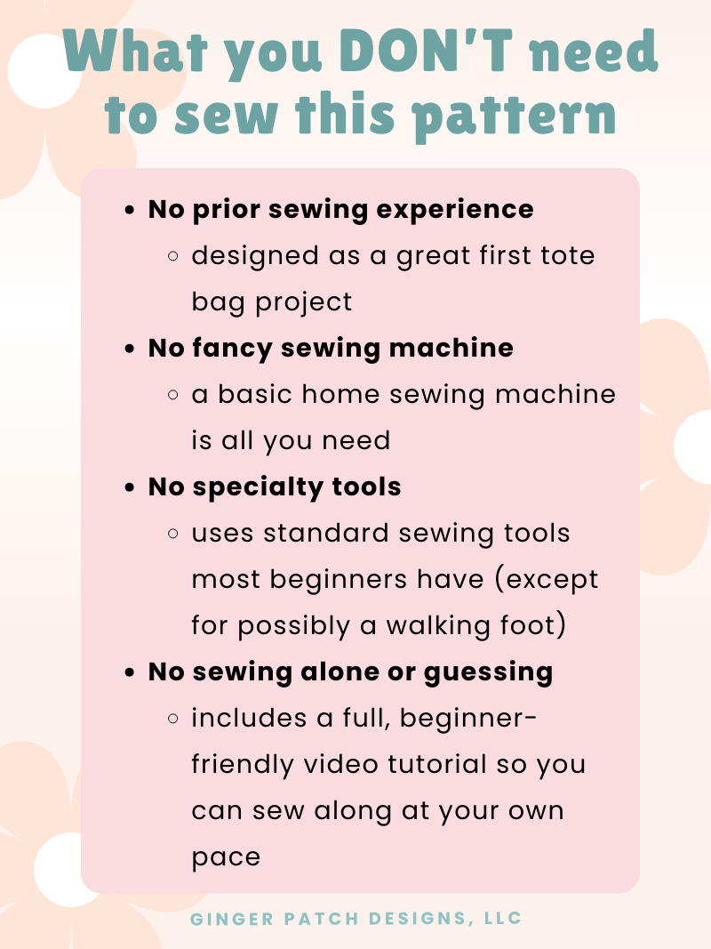 Beginner Quilted Tote Bag PDF Sewing Pattern ~ Digital Download with Video Tutorial