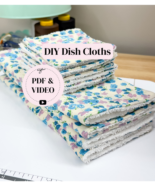 DIY Dish Cloth PDF Sewing Pattern ~ Digital Download with Video Tutorial