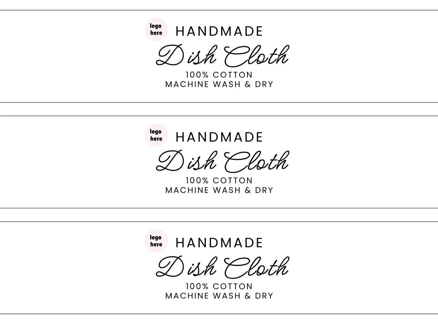 EDITABLE Dish Cloth Wrap Labels | Custom Packaging