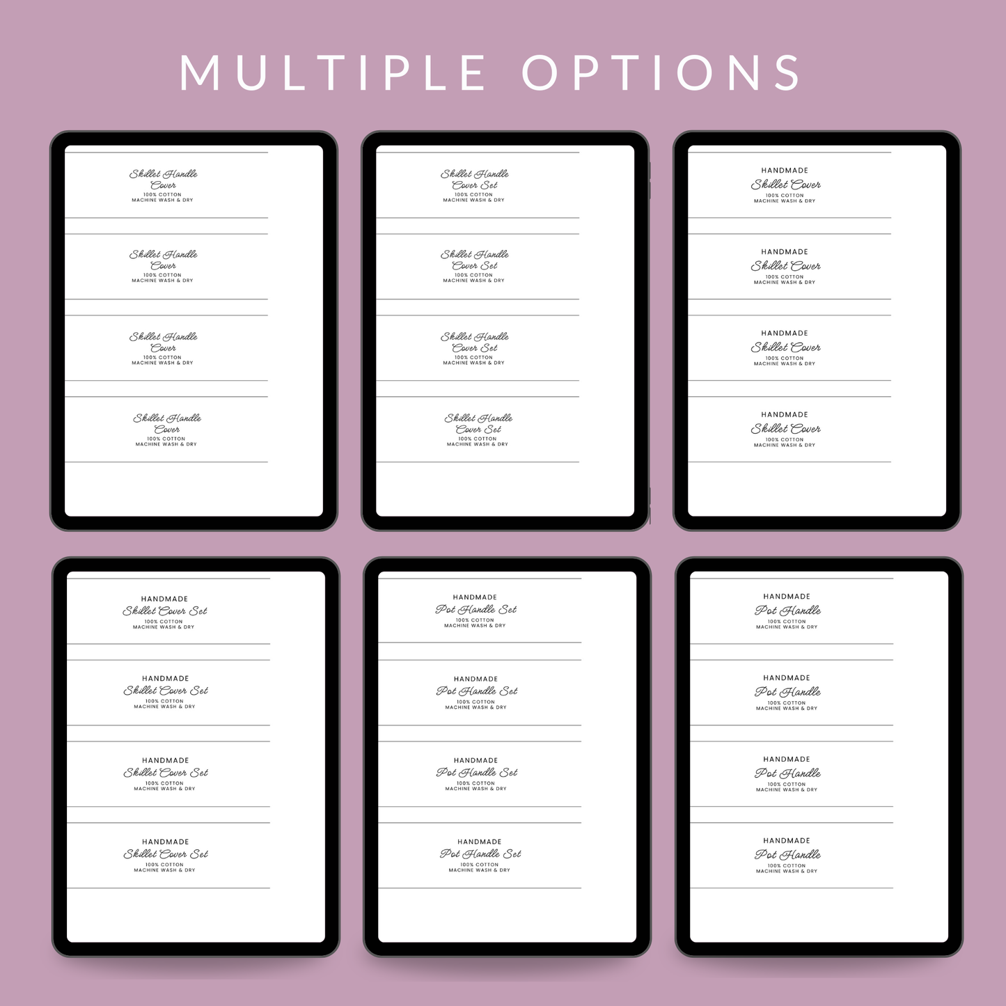 EDITABLE Skillet Handle Cover Wrap Labels | Custom Packaging