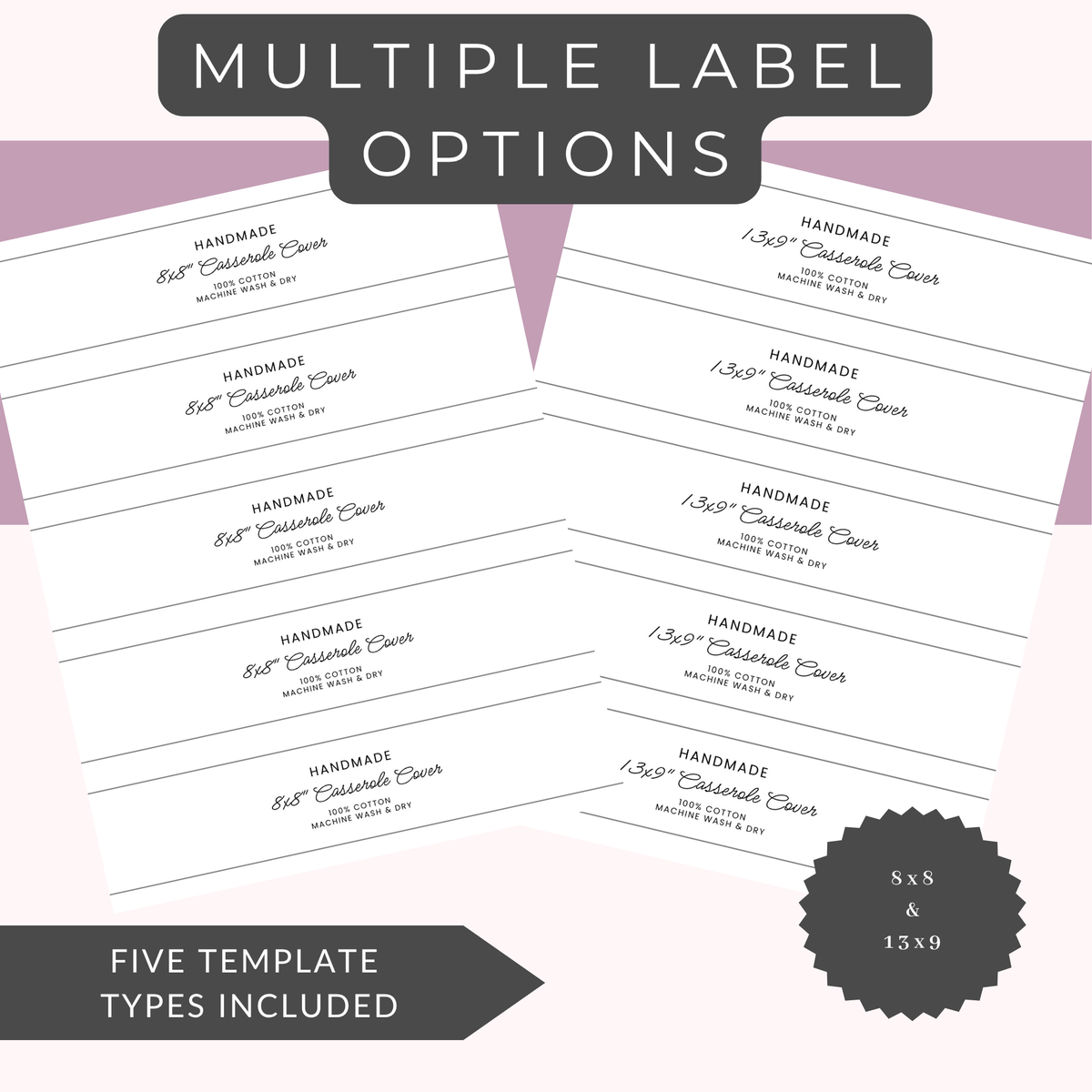 EDITABLE Casserole Cover Wrap Labels | Custom Packaging