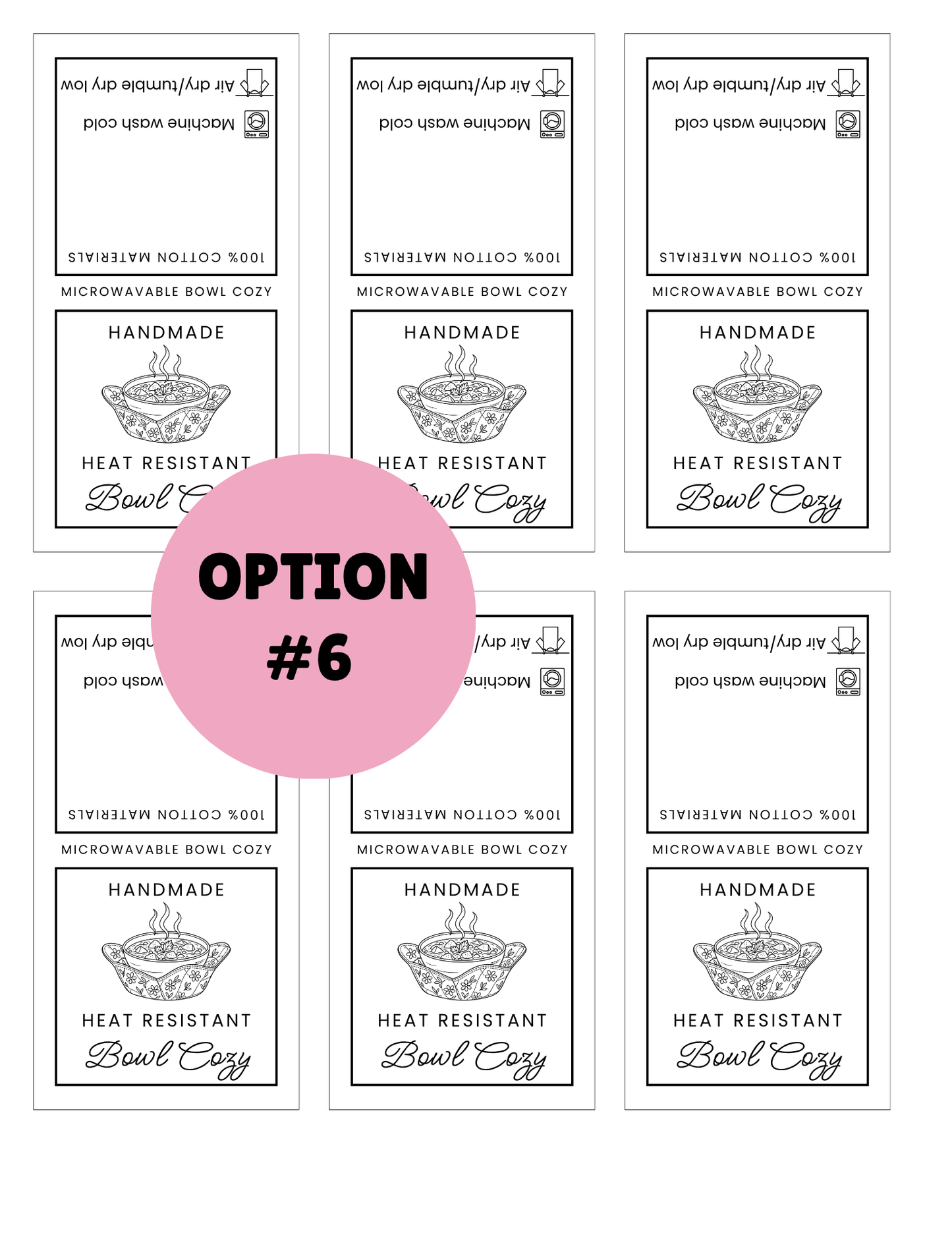 PRINTED LABELS Bowl Cozy Labels & Tags